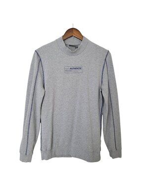 ASOS Sweatshirt Mens Size M Gray "Authentic" Logo Long Sleeve Cotton Blend